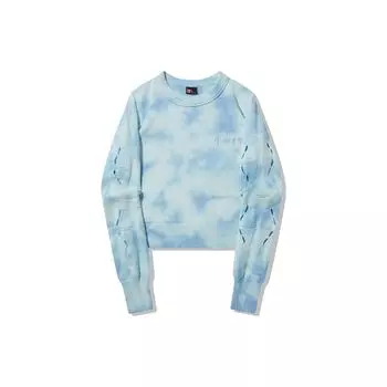 Li Ning Tie-Dye свитер с длинным рукавом вязаный свитер женские свитера синий белый AMBT126-4 L