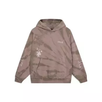 Li Ning Tie-Dye свободный свитер с капюшоном унисекс толстовки коричневые AWDT261-4 M