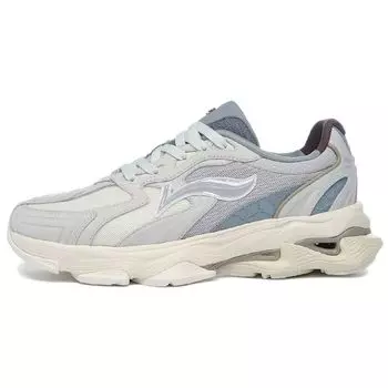 Li Ning Ткань Кожа Амортизирующие Нескользящие Дышащие Низкие Спортивные Повседневные Туфли Мужские Кроссовки Серые Белые ALJS033-2 42
