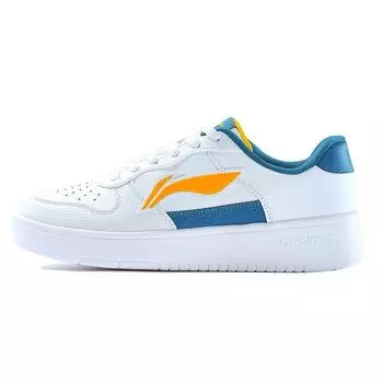 Li Ning Ткань Синтетическая Кожа Амортизирующая Износостойкая Дышащая Низкая Спортивная Повседневная Обувь Мужские Кроссовки Белый Синий AGCQ455-5 43
