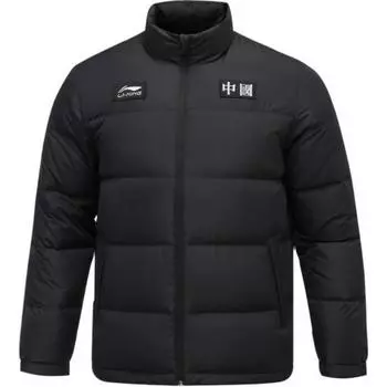 Li Ning Толстая теплая свободная короткая пуховая куртка мужская куртка черная AYMQ589-51 M