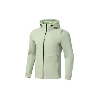 Li-Ning Толстовка Fitness Series Letter Print, объемный вырез, открытый спереди, капюшон, длинный рукав, мужская толстовка, цвет водно-фарфорово-зеленый AWDS093-3 XL