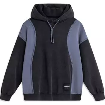 Li-Ning Толстовка с капюшоном и длинным рукавом Wade Series Color Block, черная, с длинными рукавами, AWDU273-1 M