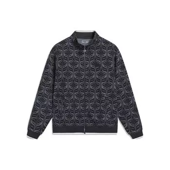 Li-Ning Толстовка с капюшоном и воротником-стойкой, с принтом на молнии, мужская толстовка, черная AWDT419-1 L