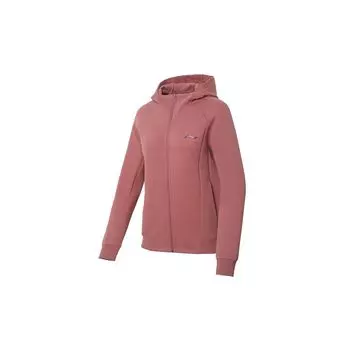 Li-Ning Толстовка с капюшоном и застежкой-молнией, однотонная, с логотипом, женская толстовка Dusty-Rose AWDSH96-2 S