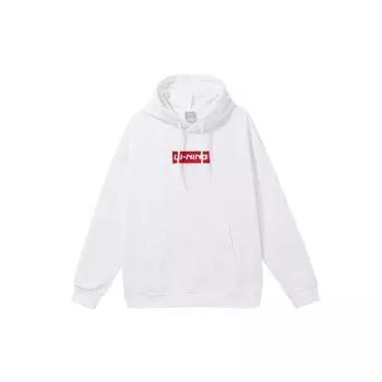 Li-Ning Толстовка с капюшоном из флиса и длинными рукавами, вышитый логотип, унисекс, белая AWDRC33-1 L