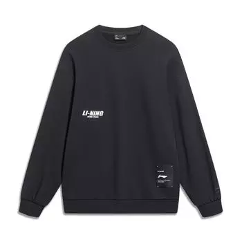 Li-Ning Толстовка с круглым вырезом и буквенным принтом, мужские топы, черный AWDT683-2 XXXL