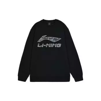 Li-Ning Толстовка с круглым вырезом и принтом логотипа в виде буквы, мужская толстовка черного цвета AWDTC71-1 S