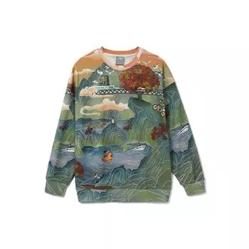 Li-Ning Толстовка с круглым вырезом с градиентным принтом, мужские топы, зеленый AWDR479-6 S