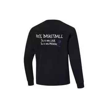 Li-Ning Толстовка с круглым вырезом Wade Series с принтом молний, топы унисекс, черный AWDU009-1 L