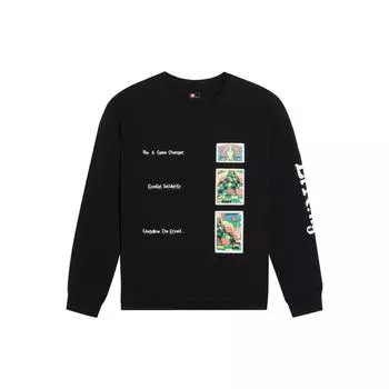 Li-Ning Толстовка с круглым вырезом X Rooovie Artist Collaboration с узором и буквенным принтом, топы унисекс, черный AHSSB19-2 S