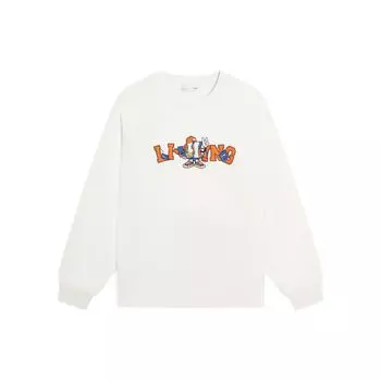 Li-Ning Толстовка с принтом в виде мультяшных букв, унисекс, белая AWDSG05-1 M
