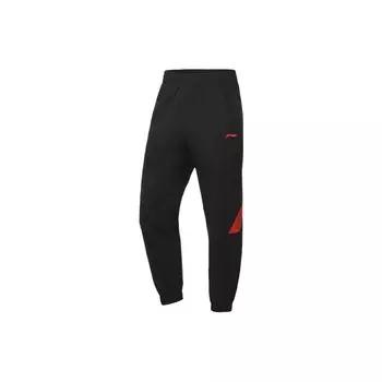 Li Ning Training Series Color Block Logo Повседневные спортивные брюки мужские низы черный красный AYKR035-2 S