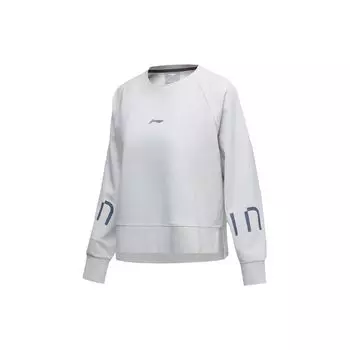 Li Ning Training Series Короткий повседневный спортивный свитер с круглым вырезом, женская толстовка светло-серого цвета AWDR034-3 XXL