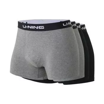 Li-Ning Training Series Logo Print Boxer Briefs 4-Pack Men Underwear Black Gray ANKS001-1 XL