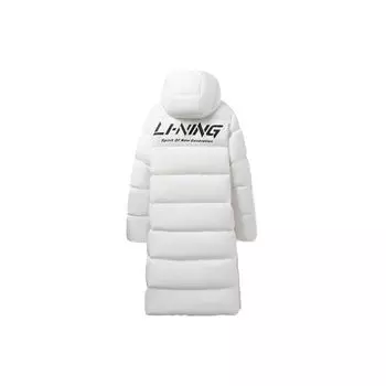 Li Ning Training Series Logo Print Casual Long Hooded Down Jacket Men Upperwear Off-White AYMS271-2 XL