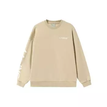Li-Ning Training Series Logo Print Crew Neck Pullover Sports Sweatshirt Men sweatshirt Brown AWDRB77-3 XXL