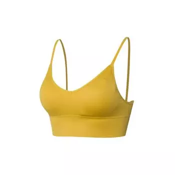 Li Ning Training Series Logo Solid Color Elastic Yoga Sports Bra Women Underwear Tea-Olive-Yellow AUBR078-5 M