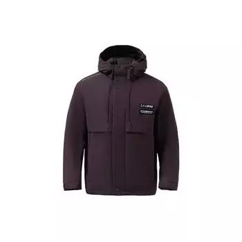 Li Ning Training Series Logo трикотажная свободная теплая куртка с капюшоном мужская верхняя одежда коричневый черный AYMR379-1 XXL