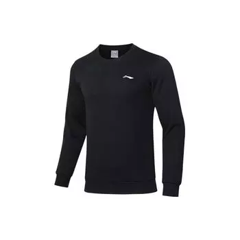 Li-Ning Training Series, однотонная толстовка с круглым вырезом на флисовой подкладке, мужские топы, черные AWDRF59-4 L