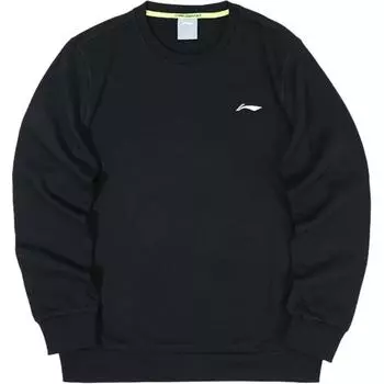 Li Ning Training Series однотонный логотип круглый вырез удобная дышащая спортивная толстовка мужская толстовка черная AWDUA37-1 S