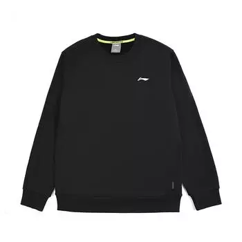 Li Ning Training Series однотонный логотип спортивный свитер с круглым вырезом длинный рукав толстовка мужская толстовка черный AWDQ643-4 S