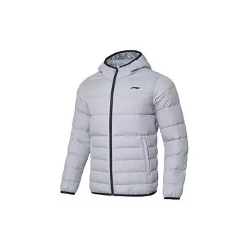 Li Ning Training Series Повседневная спортивная теплая короткая пуховая куртка Зимняя мужская куртка Бело-серого цвета AYMP053-2 XXXL