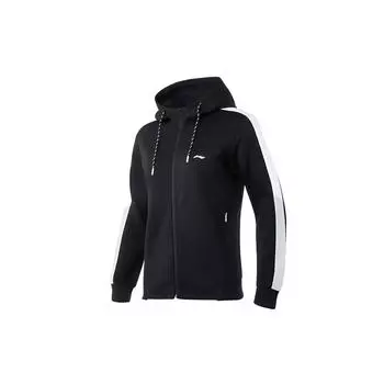 Li Ning Training Series Повседневный спортивный кардиган с капюшоном Толстовка Женская верхняя одежда Стандарт-черный AWDQ314-1 S