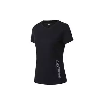 Li Ning Training Series Sports Круглый вырез Короткий рукав Футболка Женская Топы Стандарт-Черный ATSQ264-1 S