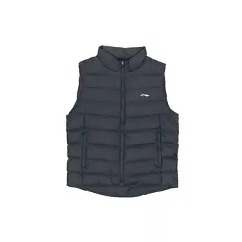 Li Ning Training Series Stand Collar Slim Fit Warm Down Vest Men Upperwear Standard-Black AMRQ011-1 M