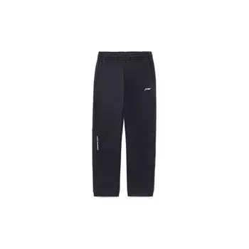 Li Ning Training Series Straight Fleece Solid Sports Pants Men Bottoms Black AKLRF47-4