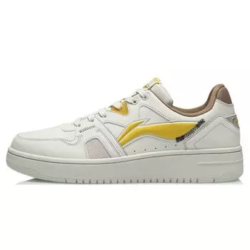 Li Ning Trendy Casual Non-Slip Wear-Sticked Low-Top Shoes Sneakers Men Sneakers White Yellow AGCR317-4 44