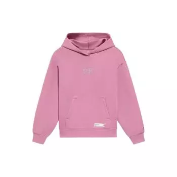 Li-Ning Трендовая спортивная серия со стразами и логотипом, свободная толстовка с капюшоном, женские топы, темно-красные AWDS046-7 S