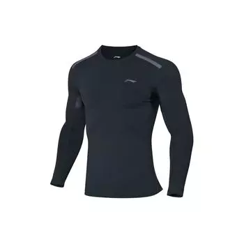 Li-Ning Тренировочная серия облегающая футболка для фитнеса с длинным рукавом, мужские топы, стандарт-черный AUDQ015-1 S