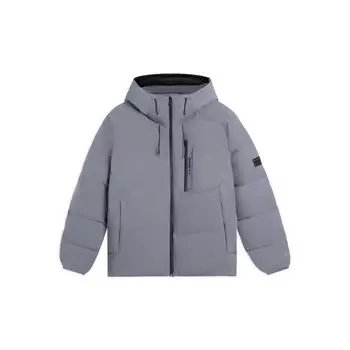 Li-Ning Тренировочная серия однотонная повседневная куртка-пуховик мужская верхняя одежда темно-серого цвета AYMS309-1 M