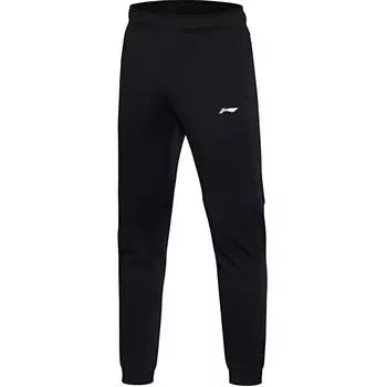 Li Ning Тренировочная серия Повседневные простые однотонные зауженные трикотажные спортивные брюки Мужские низы Черный AKLM661-1 S