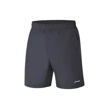 Li-Ning Тренировочные шорты прямого покроя с логотипом средней посадки, мужские шорты темно-черного цвета AKSS561-2 S
