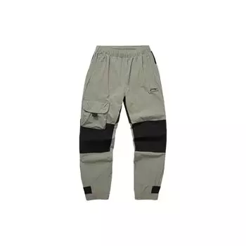 Li-Ning Трикотажные спортивные брюки с цветными карманами, мужские низы, серо-зеленые AKXR595-1 XL