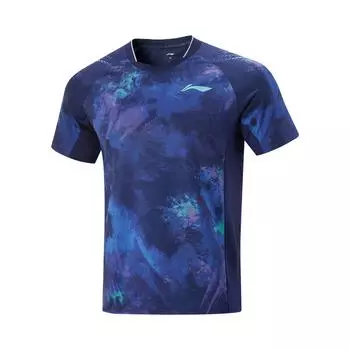 Li Ning Удобная дышащая футболка с коротким рукавом для мужчин, светло-голубая AAYV087-1 2XL