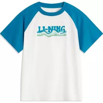 Li-Ning Удобная дышащая футболка с круглым вырезом и коротким рукавом с буквенным принтом, женские футболки цвета Off-White, Space-Blue AHSU356-3