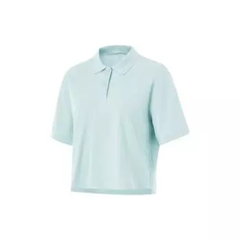 Li-Ning Удобная Дышащая Однотонная Свободного Кроя Футболка-поло с Коротким Рукавом Женские топы Светло-голубой APLU284-2 S
