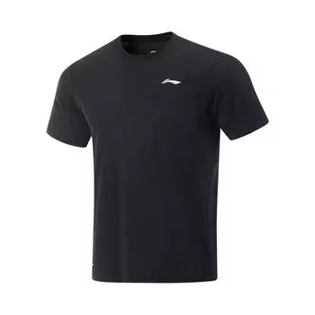 Li-Ning Удобная Дышащая Повседневная Простая Быстросохнущая Футболка Мужские Топы Черный ATSV075-1 L