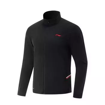 Li Ning Удобная Дышащая Универсальная Куртка с Буквенной Молнией Воротник-стойка Мужские Куртки Черный AFDVC31-2 M