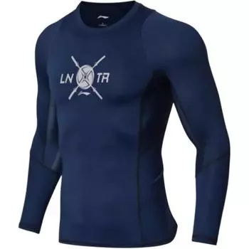 Li Ning Удобная футболка с длинным рукавом для бега и фитнеса, мужские топы, разноцветные, темно-синие, AUDN155-5 M