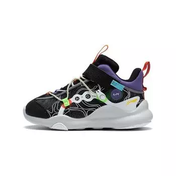Li Ning Удобная нескользящая износостойкая повседневная обувь Детские кроссовки Черный Фиолетовый YKNS094-13 25