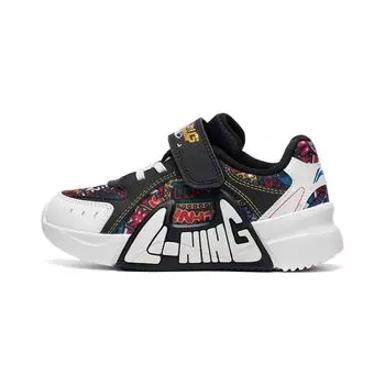Li Ning Удобная нескользящая прочная повседневная обувь Детские кроссовки Черный Белый YKNT020-3 26