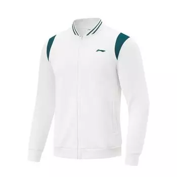 Li Ning удобная повседневная бейсбольная куртка с цветным блоком на молнии и воротником унисекс, стандартные белые AWDV293-3 S