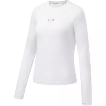 Li Ning Удобная повседневная дышащая футболка с буквенным логотипом и круглым вырезом, с длинным рукавом, женская футболка цвета Off-White ATLT008-2 S