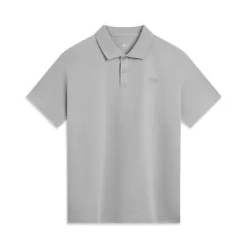 Li-Ning Удобная Повседневная Минималистичная Однотонная Универсальная Влагоотводящая Футболка-поло с Коротким Рукавом Мужские Футболки-поло Абсолютно-серый APLV083-20 M