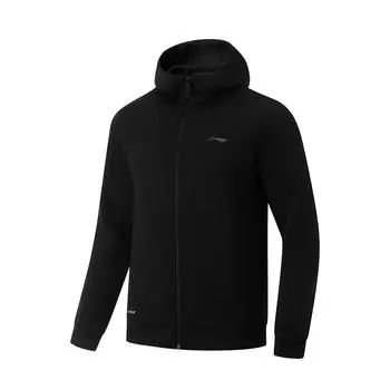 Li Ning Удобная повседневная минималистская толстовка-кардиган с капюшоном на молнии для мужчин, черные AWDU581-1 M